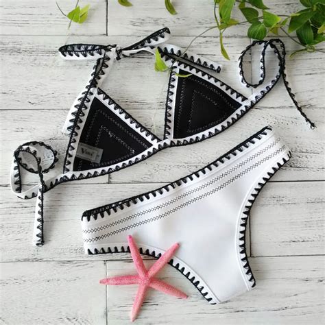 Bohemian Style Black Triangle Bikini Set With Fringe On Luulla