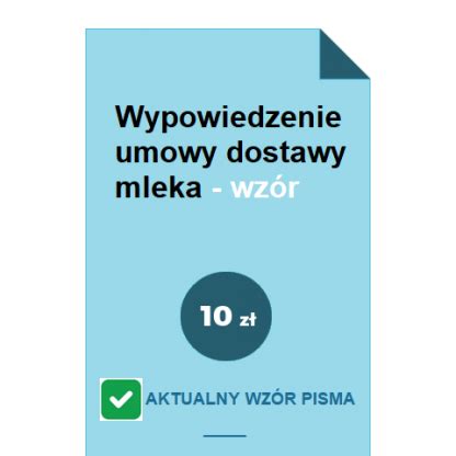 Wypowiedzenie umowy dostawy mleka WZÓR POBIERZ