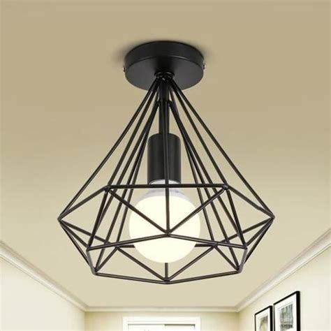 Plafonnier Industrielle Cage forme Diamant Lustre Suspension en Métal