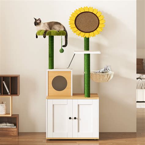 Soges Cat Tree With Cat Condo 60 4 Layer Cat Tower With Cactus Sisal