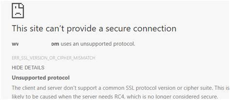 Ssl Error This Site Cant Provide A Secure Connection In Chrome Opera