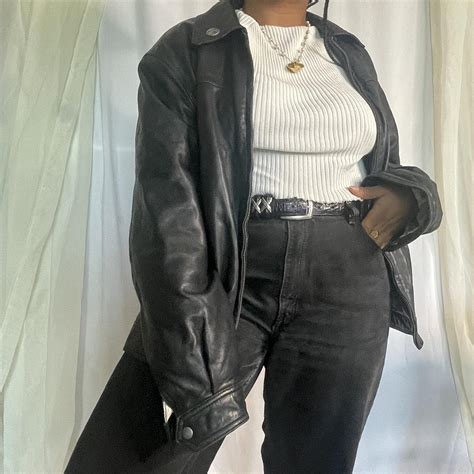 Vintage 90s Grunge Leather Jacket Size Medium Depop