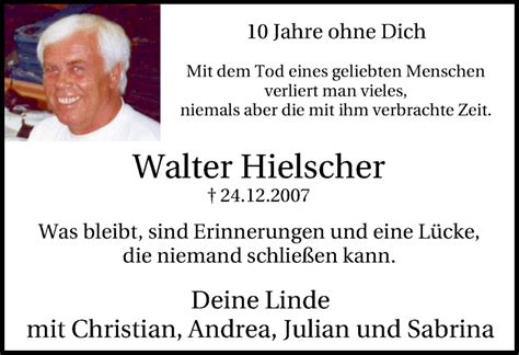 Traueranzeigen Von Walter Hielscher Trauer In NRW De