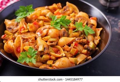 Conchiglie Pasta Italian Pasta Shells Mushrooms Stock Photo 1445184977 ...