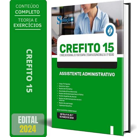 Apostila CREFITO 15 2024 Assistente Administrativo Solução Cursos e