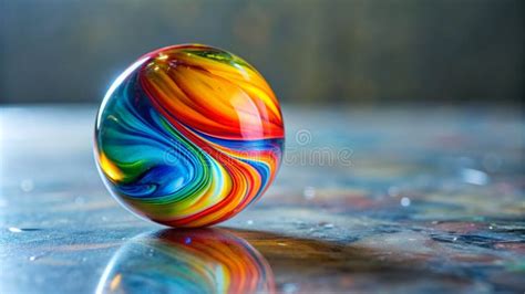 One Mixed Colorful Glass Or Ceramic Marble Or Ball Generative Ai Stock Illustration