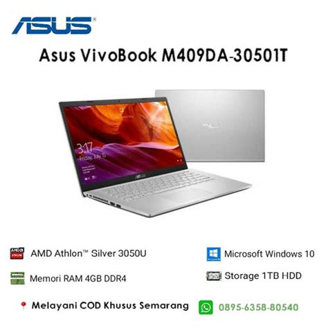 Jual Asus Vivobook M409da 30501t Amd Athlon Silver 3050u Ram 4gb Hdd 1tb Kota Semarang Lazir