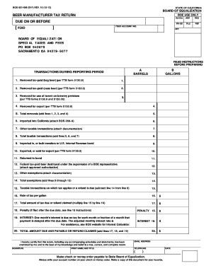 Beer Manufacturer Tax Return BOE 501 BM Boe Ca Fill And Sign