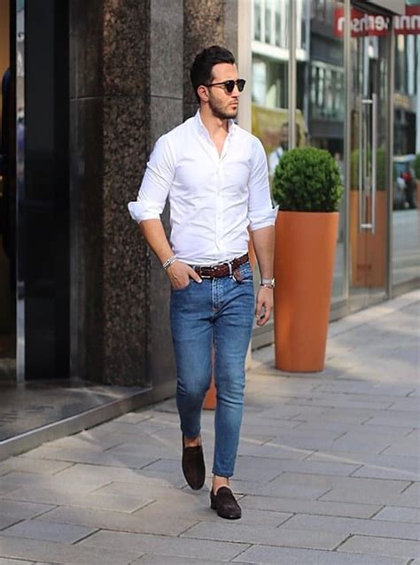 Blue Jeans And White Shirt Outfits Ideas For Men Fashion Hombre