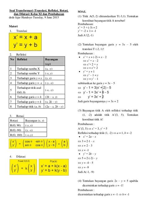 Penyelesaian Soal Transformasi Geometri