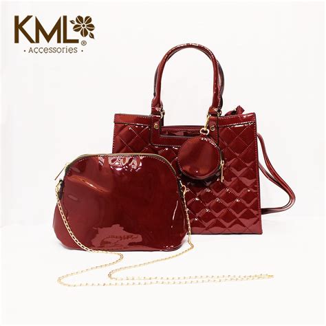 Cartera Piezas Charol Con Costuras Vino Kml Accesorios