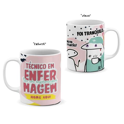 Caneca personalizada Flork Técnico em Enfermagem nome Descubra a