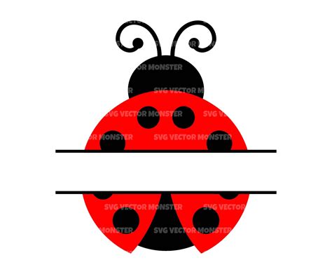 Ladybug Monogram Svg Split Name Frame Svg Ladybug Png Cut File