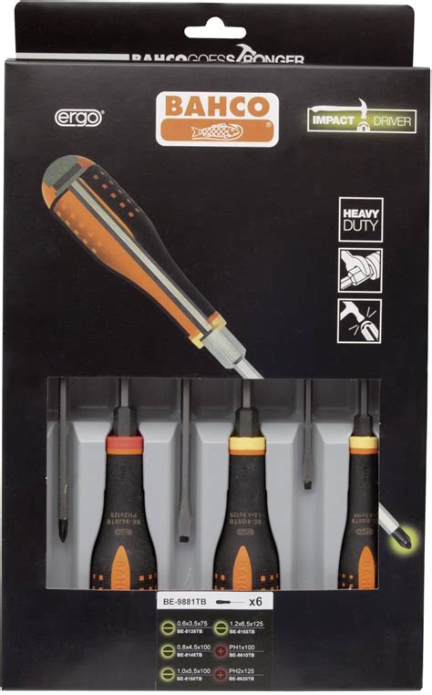 Bahco Ergo Workshop Screwdriver Set 6 Piece Slot Phillips