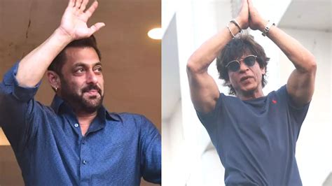 Salman Khan Shah Rukh Khan Greet A Sea Of Fans Outside Their