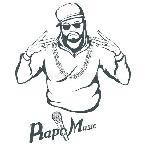 Rap Music Set. Rapper Skull on White Background. Lettering with a ...