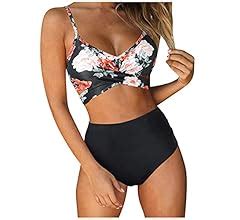 Womens Sexy Pieces Bikini Set Ruched Criss Cross Wrap Tie Back Swimsuit