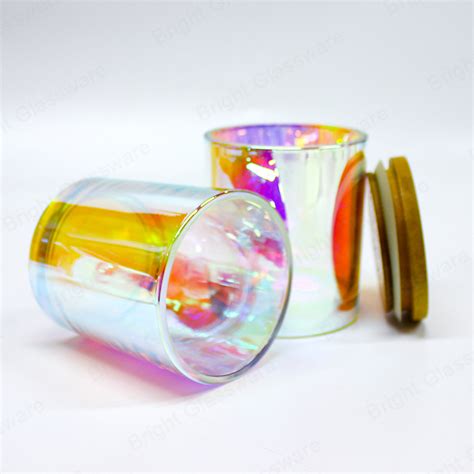 China Eco Friendly Electroplating Iridescent Glass Candle Jars Wholesaler