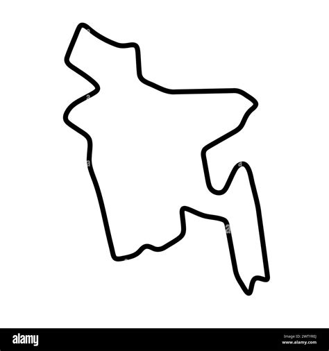 Bangladesh Country Simplified Map Thick Black Outline Contour Simple