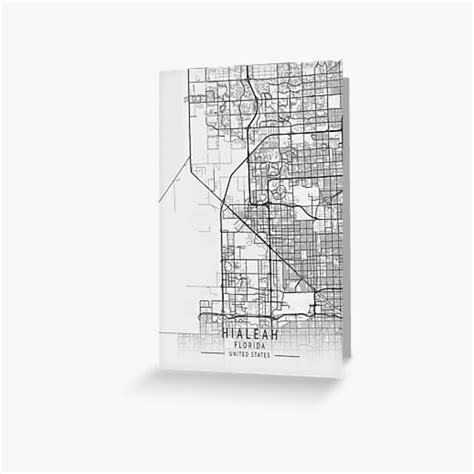 Hialeah Florida US Gray City Map Greeting Card For Sale By