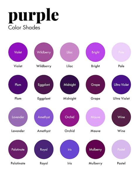 premium vector palette  purple shades   names