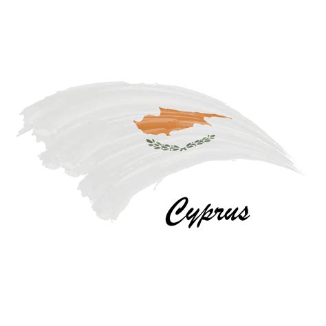 Watercolor Painting Flag Of Cyprus Brush Stroke Illustration