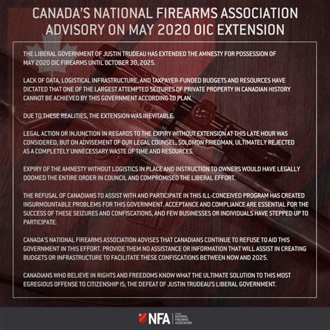 Advisory On May Oic Extension National Firearms Association