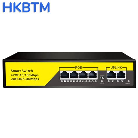 HKBTM Prze Cznik POE 100Mbps Prze Cznik Sieci Ethernet 4 Porty Prze