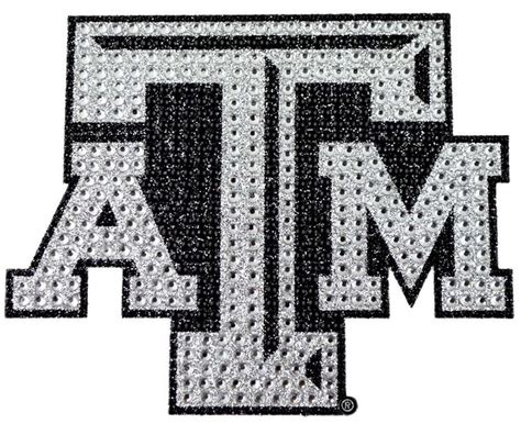 the texas a & m university logo is shown in black and white with sparkles