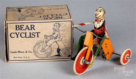 Boxed Marx Tin Lithograph Wind Up Bear Cyclist Sold At Auction On 16th