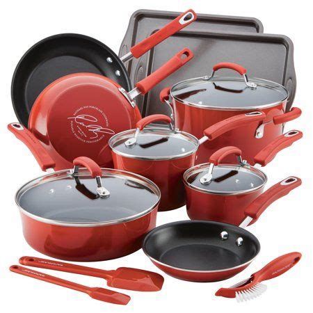 Rachael Ray 16-Piece Classic Brights Porcelain Nonstick Pots and Pans ...