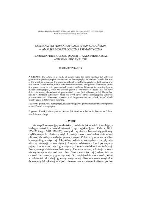 PDF Rzeczowniki homograficzne w języku duńskim analiza