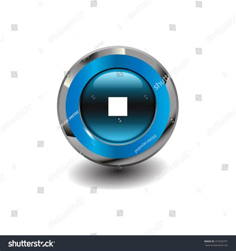 Blue Glossy Button Metallic Elements White Stock Vector Royalty Free