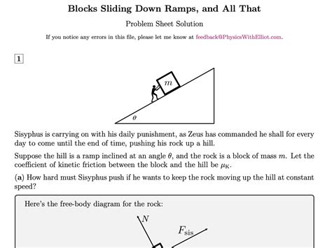 Solutions To The Problem Sheet Blocks Sliding Down Ramps And All That