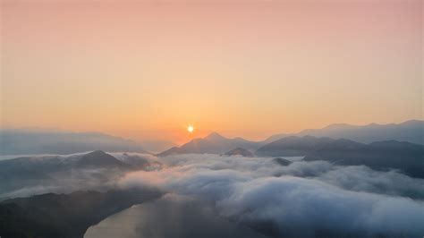 landscape, Nature, Sunrise, Mountain, Clouds, Lake, Mist, Aerial View ...