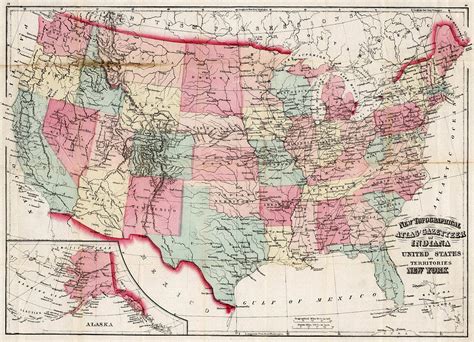 Vintage United States Map - 1870 Drawing by CartographyAssociates - Pixels