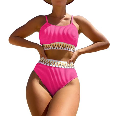 TEVEQ Women S Solid Three Point Split Bikini Summer Beach Bikini Swim Suits For Women