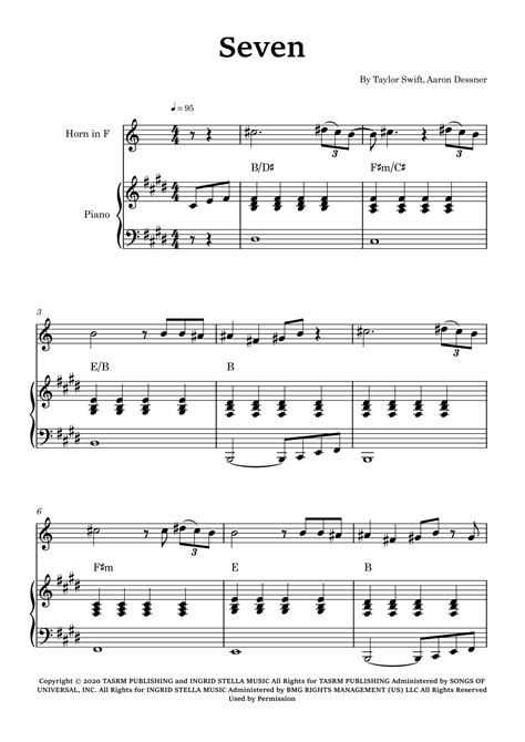 Seven Arr Glauco Fernandes By Taylor Swift Sheet Music For French Horn And Piano At Sheet