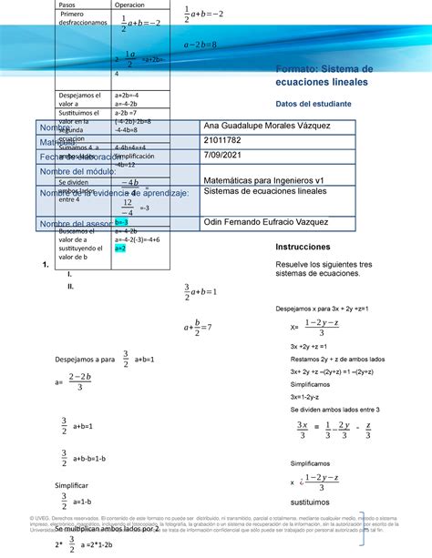 Mpi U Ea Formato Sistema Ecuaciones Lineales Uveg Ok Manual De Uso