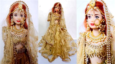 Gold Bridal Lehenga Barbie Boll Marriage Dress Making Youtube