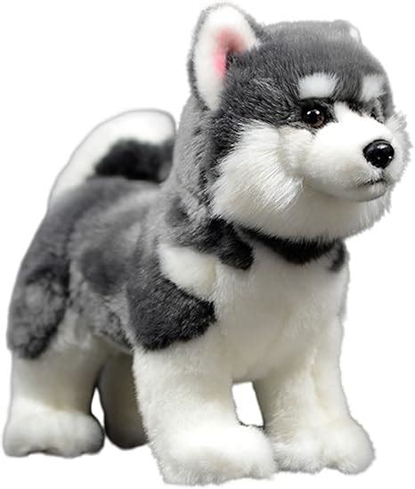 Lifelike Husky Stuffed Animal Gray 11alaskan Malamute Plush Toy