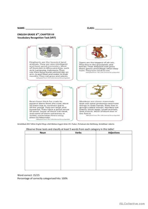 Vocabulary Recognition Task Picture English Esl Worksheets Pdf And Doc