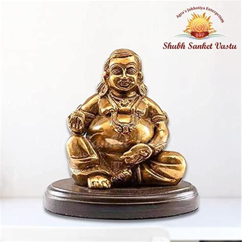 Golden Shubh Sanket Vastu Brass Made Laughing Kuber Idol For Home At