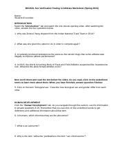 Sex Verification Testing Worksheet Bio L Spring Docx Bio L Sex Verification Testing