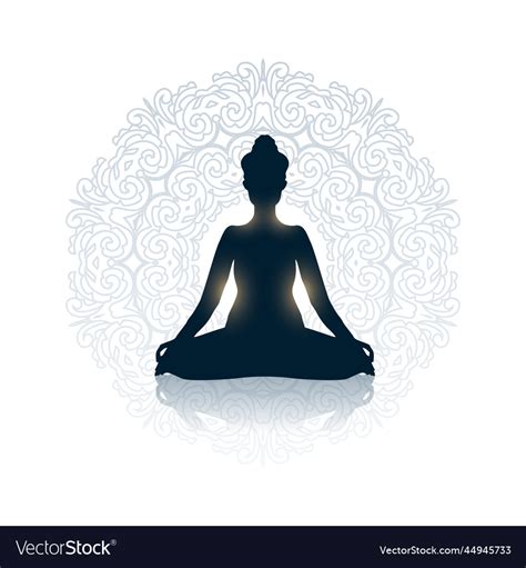 Female doing yoga meditation mandala background Vector Image