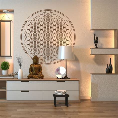 Flower Of Life Wall Art Decal Sacred Geometry Yoga Wall Etsy Decal