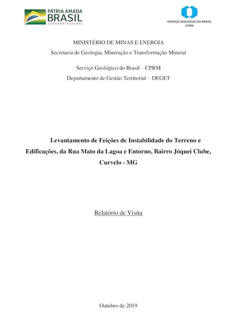 Pdf Levantamento De Fei Es De Instabilidade Do Rigeo Cprm Gov Br