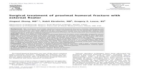 Surgical treatment of proximal humeral fracture with external fixator ...