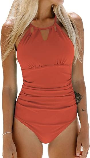 Cupshe Women S Halter Lace Up Back One Piece Swimsuit Padded Crisscross Bikini Amazon Ca