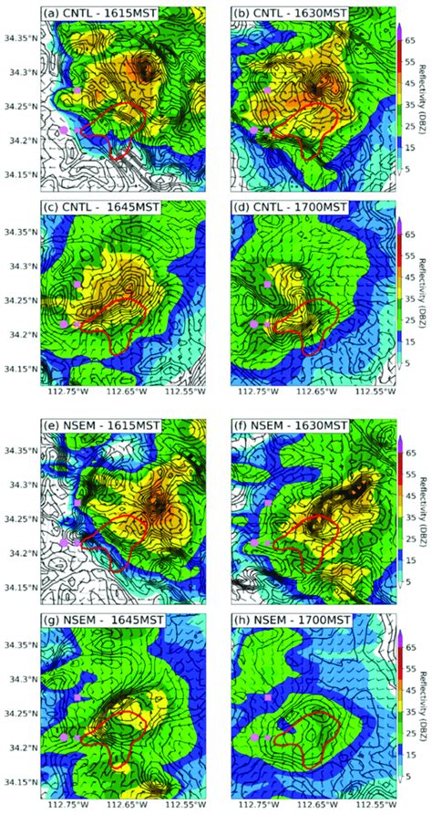 Reflectivity And 10 M Wind Barbs And Black Contours For The CNTL Case